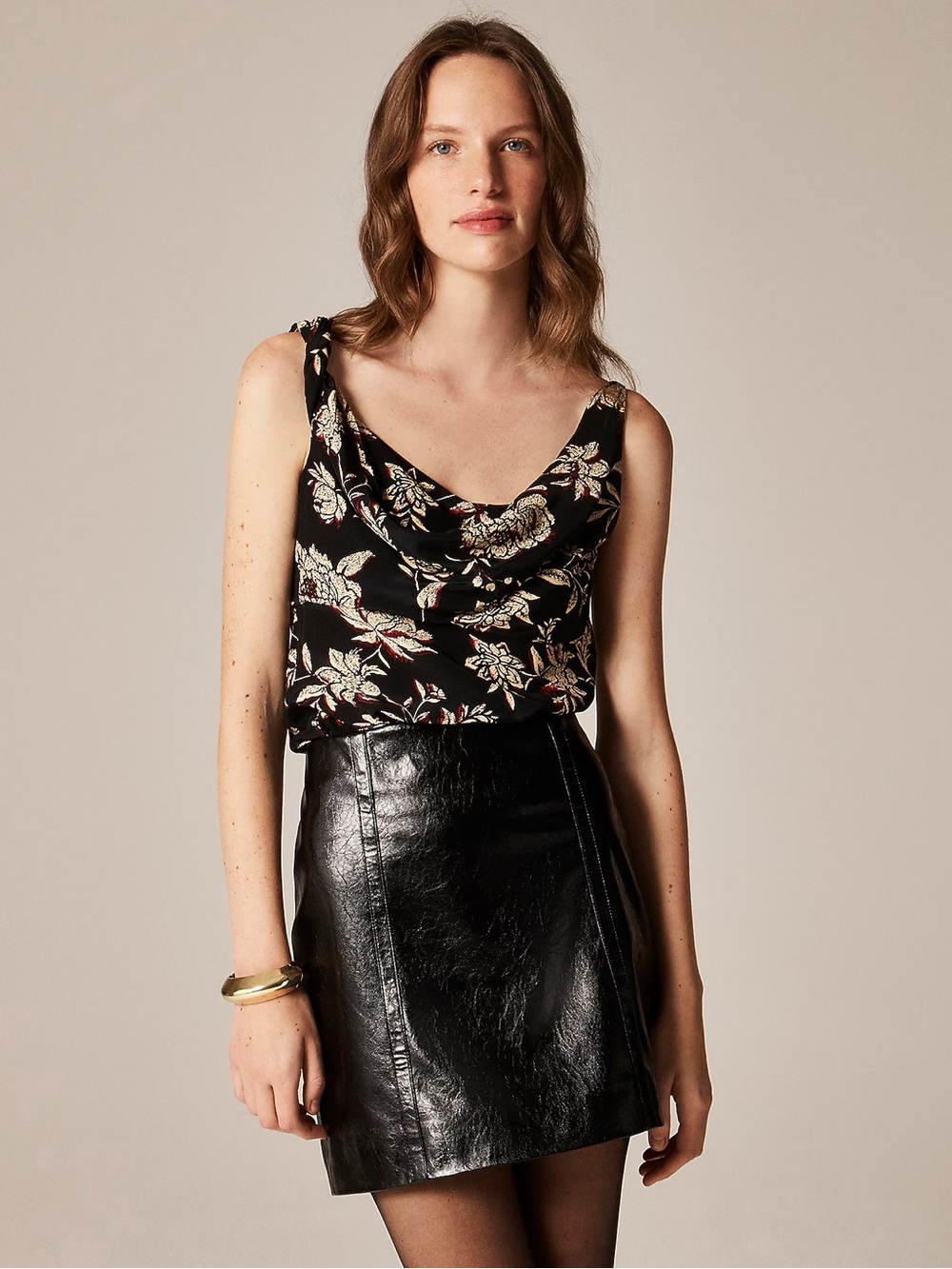 $118 msrp nwot j crew Asymmetrical cowlneck top in floral crepe de chine 00